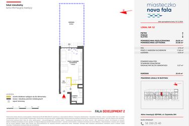 Rzut - Mieszkanie na sprzedaż 1 pokój o powierzchni 26,05 m² - numer 52 w Miasteczko Nova Fala