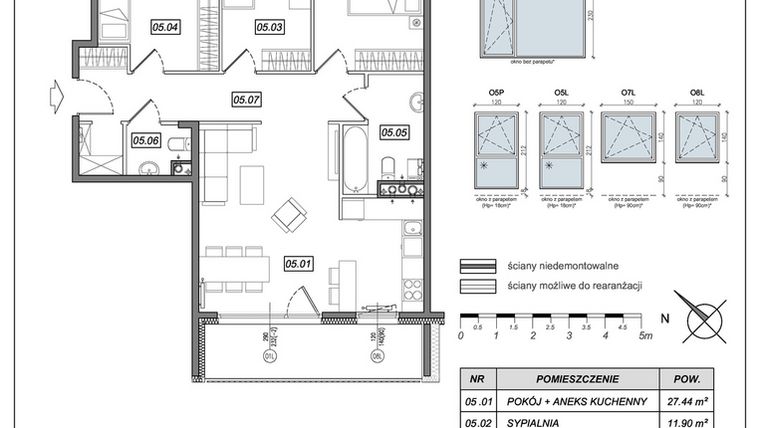 Rzut - Mieszkanie na sprzedaż 4 pokoje o powierzchni 81,64 m² - numer 8.A.05 w Urzeka bud. 8
