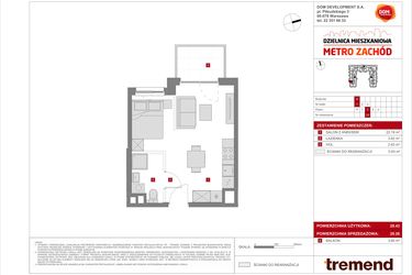 Rzut - Mieszkanie na sprzedaż 1 pokój o powierzchni 29,26 m² - numer A.25 w Dzielnica Mieszkaniowa Metro Zachód - etap 8.1