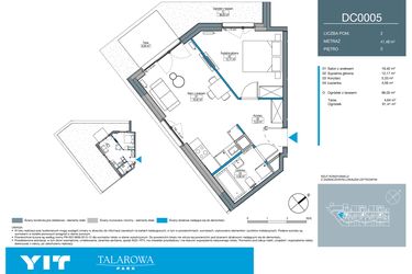 Rzut - Mieszkanie na sprzedaż 2 pokoje o powierzchni 41,48 m² - numer DC0005 w Talarowa Park II