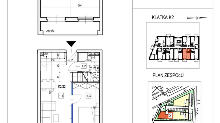 Rzut - Mieszkanie na sprzedaż 2 pokoje o powierzchni 71,39 m² - numer K2/22 w Przystań Królewiecka III