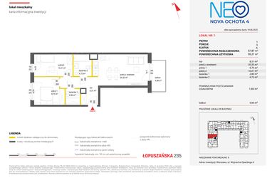 Rzut - Mieszkanie na sprzedaż 3 pokoje o powierzchni 57,87 m² - numer 5 w Neo Nova Ochota 4