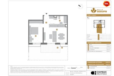 Rzut - Mieszkanie na sprzedaż 3 pokoje o powierzchni 45,06 m² - numer I.2 w Wille Biskupin II