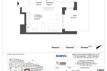 Rzut - Mieszkanie na sprzedaż 1 pokój o powierzchni 36,38 m² - numer 0M19 w Elektrovnia Garbary