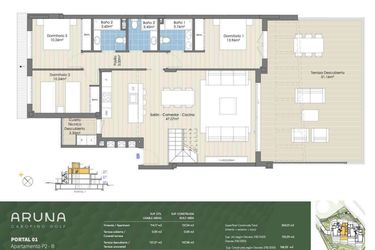 Rzut - Mieszkanie na sprzedaż 4 pokoje o powierzchni 251 m² - numer P1-P2-B w Aruna