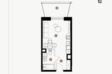 Rzut - Mieszkanie na sprzedaż 1 pokój o powierzchni 25,65 m² - numer 5.20 w WIMA APARTMENTS