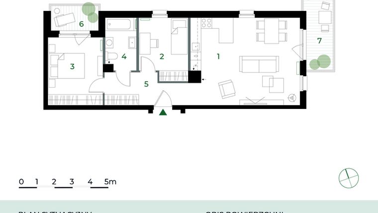 Rzut - Mieszkanie na sprzedaż 3 pokoje o powierzchni 62,4 m² - numer M13 w Park-Wojszyce