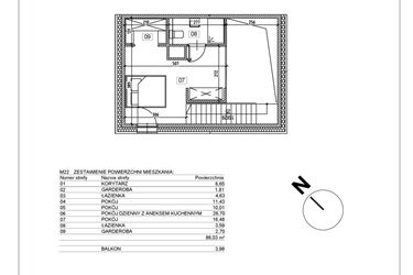 Rzut - Mieszkanie na sprzedaż 4 pokoje o powierzchni 86,34 m² - numer I.M22 w Osiedle Glivia Zachodnia