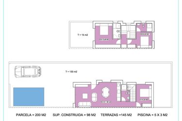 Rzut - Dom na sprzedaż 3 pokoje o powierzchni 98 m² - numer 1 w Bliźniak w Daya Nueva - 23712316