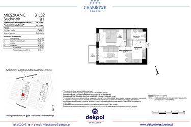 Rzut - Mieszkanie na sprzedaż 2 pokoje o powierzchni 37,23 m² - numer B1.52 w Osiedle Chabrowe