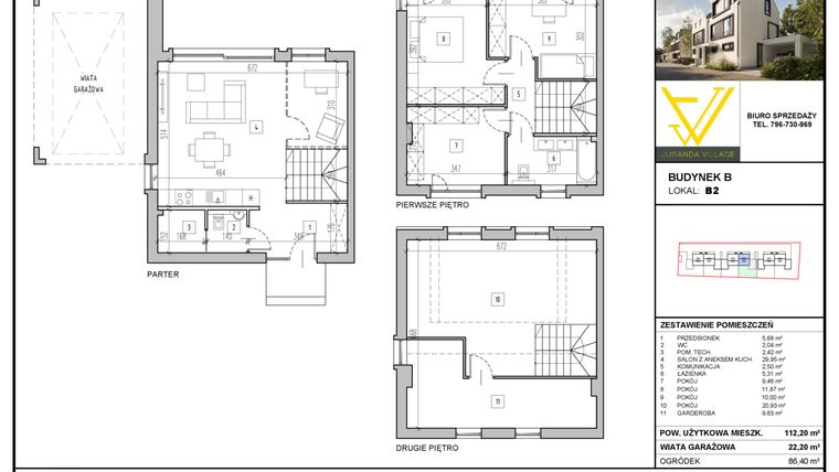 Rzut - Mieszkanie na sprzedaż 4 pokoje o powierzchni 134,4 m² - numer B2 w Juranda Village etap III