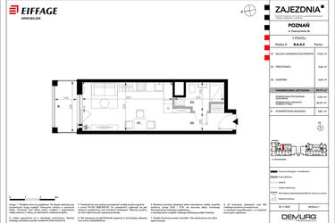 Rzut - Mieszkanie na sprzedaż 1 pokój o powierzchni 29,79 m² - numer B.A.0.2 w Zajezdnia