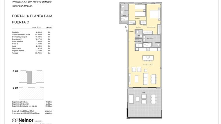 Rzut - Mieszkanie na sprzedaż 2 pokoje o powierzchni 111,87 m² - numer CH-10C w Celestia Homes