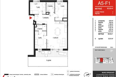 Rzut - Mieszkanie na sprzedaż 4 pokoje o powierzchni 83,36 m² - numer A5-F01 w Panorama A5
