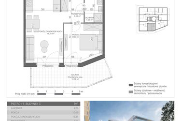 Rzut - Mieszkanie na sprzedaż 2 pokoje o powierzchni 40,27 m² - numer 12 w Unikat Apartamenty C