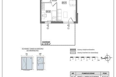 Rzut - Mieszkanie na sprzedaż 2 pokoje o powierzchni 36,2 m² - numer 6.A.05 w Urzeka bud. 6 i 7