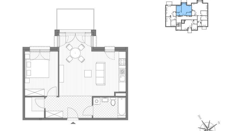 Rzut - Mieszkanie na sprzedaż 2 pokoje o powierzchni 53,13 m² - numer C.6 w Stawowa ABC