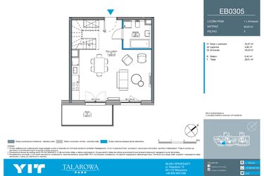 Rzut - Mieszkanie na sprzedaż 2 pokoje o powierzchni 69,05 m² - numer EB0305 w Talarowa Park II