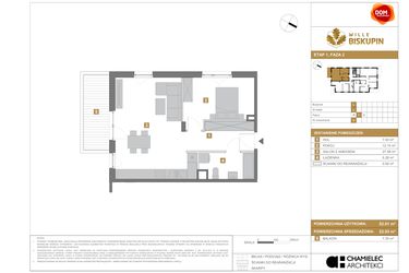 Rzut - Mieszkanie na sprzedaż 2 pokoje o powierzchni 52,93 m² - numer L.6 w Wille Biskupin II