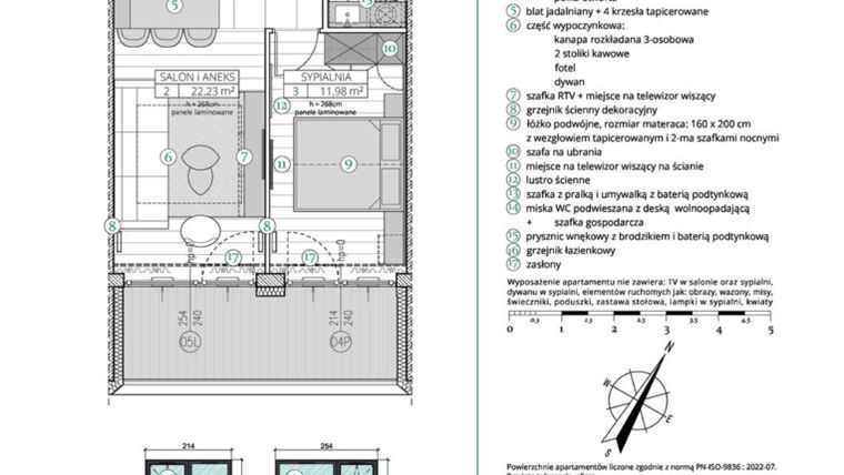 Rzut - Mieszkanie na sprzedaż 2 pokoje o powierzchni 42,84 m² - numer A.4.8 w Remedium