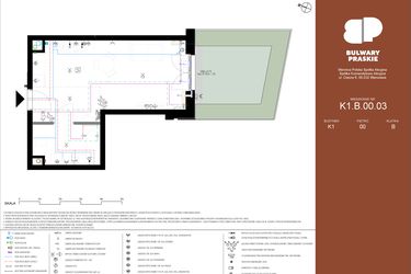 Rzut - Mieszkanie na sprzedaż 1 pokój o powierzchni 32,44 m² - numer K1.B.00.03 w Bulwary Praskie etap K i L