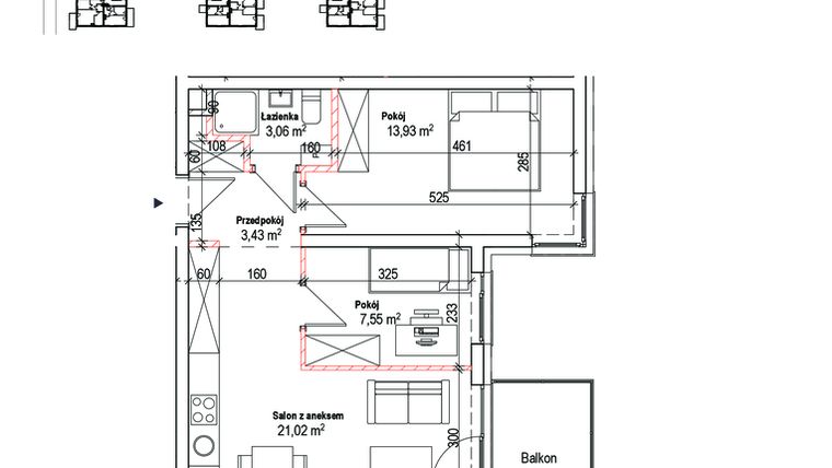 Rzut - Mieszkanie na sprzedaż 3 pokoje o powierzchni 48,99 m² - numer 10A w Łowicka 25