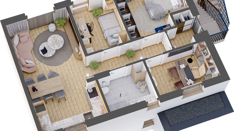 Rzut - Mieszkanie na sprzedaż 4 pokoje o powierzchni 60,85 m² - numer 9F w Słoneczny Nowy Otok - Malownicza IV