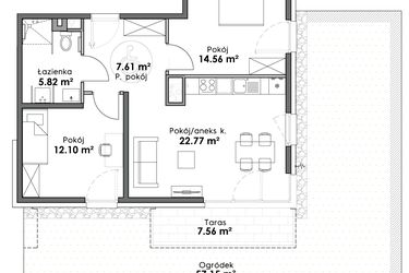 Rzut - Mieszkanie na sprzedaż 3 pokoje o powierzchni 62,86 m² - numer C4-4 w Slow City