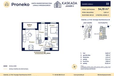 Rzut - Mieszkanie na sprzedaż 2 pokoje o powierzchni 54,19 m² - numer B2_2M04 w Kaskada Jasień - etap II