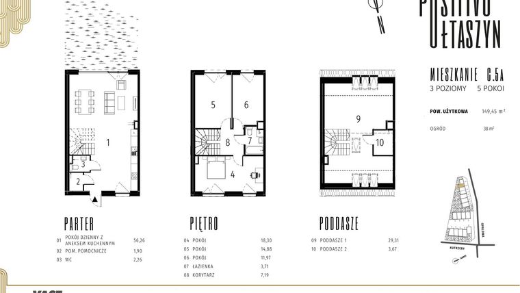 Rzut - Mieszkanie na sprzedaż 4 pokoje o powierzchni 153,44 m² - numer C.5.A w Positivo Ołtaszyn