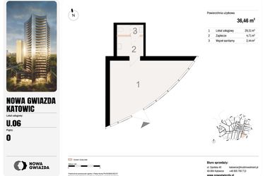 Rzut - Lokal użytkowy na sprzedaż 1 pokój o powierzchni 36,46 m² - numer U.06 w Nowa Gwiazda