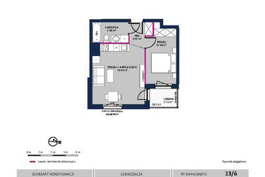 Rzut - Mieszkanie na sprzedaż 2 pokoje o powierzchni 37,24 m² - numer 104 w Moja Północna Etap III
