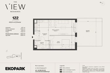Rzut - Mieszkanie na sprzedaż 2 pokoje o powierzchni 49,31 m² - numer 122 w The View
