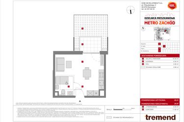 Rzut - Mieszkanie na sprzedaż 1 pokój o powierzchni 25,21 m² - numer D.81 w Dzielnica Mieszkaniowa Metro Zachód - etap 8.2