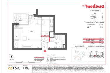 Rzut - Mieszkanie na sprzedaż 1 pokój o powierzchni 31,73 m² - numer A.101 w Modena II