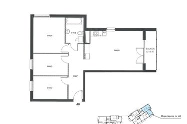 Rzut - Mieszkanie na sprzedaż 4 pokoje o powierzchni 77,94 m² - numer 46 w Wzgórze Krzemionki II