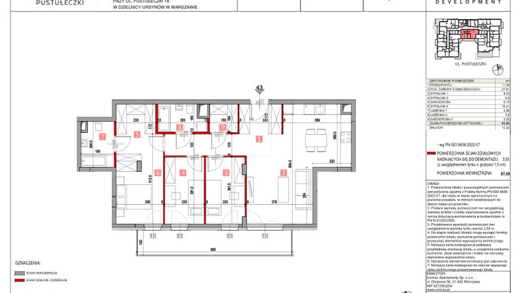 Rzut - Mieszkanie na sprzedaż 4 pokoje o powierzchni 83,95 m² - numer M43 w Apartamenty Pustułeczki