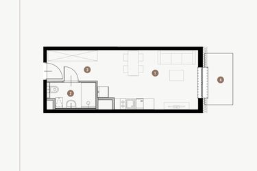 Rzut - Mieszkanie na sprzedaż 1 pokój o powierzchni 26,96 m² - numer II.7.14 w Tuwima Apartments