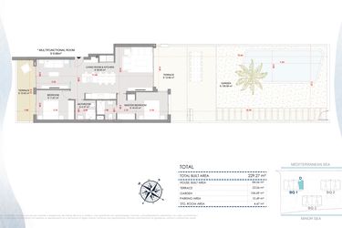 Rzut - Mieszkanie na sprzedaż 3 pokoje o powierzchni 229,27 m² - numer 0-EG-D w Apartamenty w La Manga del Mar Menor - 47236454