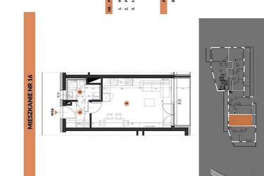 Rzut - Mieszkanie na sprzedaż 1 pokój o powierzchni 31,09 m² - numer 16 w Buraczana 27
