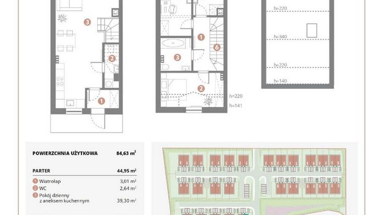 Rzut - Dom na sprzedaż 4 pokoje o powierzchni 84,63 m² - numer 1A w Bursztynowa Polana