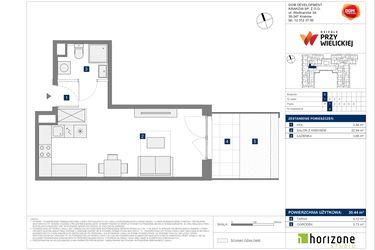 Rzut - Mieszkanie na sprzedaż 1 pokój o powierzchni 30,44 m² - numer B-4 w Osiedle przy Wielickiej etap 1.2