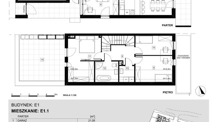 Rzut - Dom na sprzedaż 4 pokoje o powierzchni 123,09 m² - numer E1.1 w Ville Przy Białej