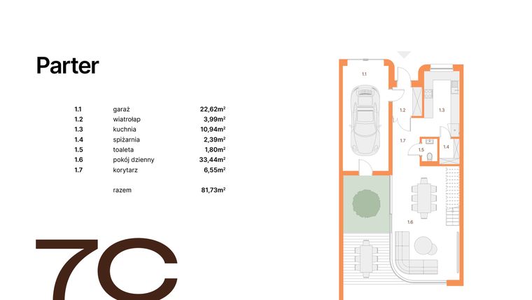 Rzut - Dom na sprzedaż 5 pokoi o powierzchni 175,33 m² - numer 7C w BIEGASA