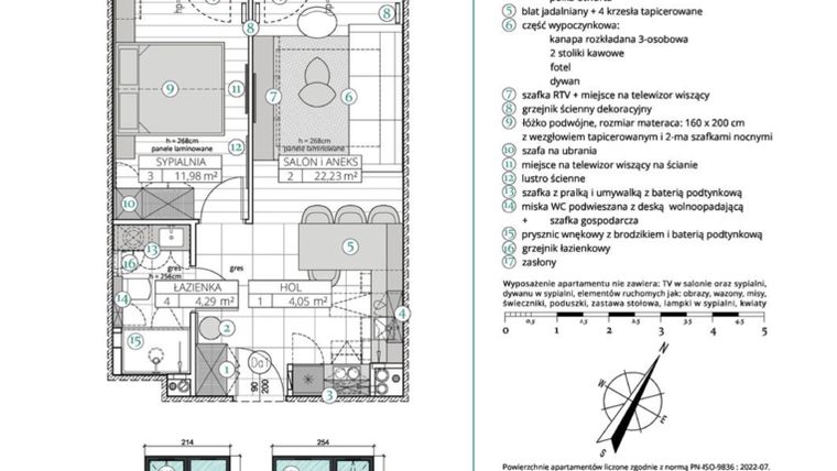 Rzut - Mieszkanie na sprzedaż 2 pokoje o powierzchni 42,55 m² - numer A.3.15 w Remedium