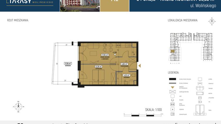 Rzut - Mieszkanie na sprzedaż 2 pokoje o powierzchni 39,32 m² - numer DM01 w Diamentowe Tarasy