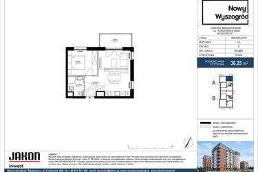 Rzut - Mieszkanie na sprzedaż 2 pokoje o powierzchni 36,25 m² - numer C3.A21 w Nowy Wyszogród etap III