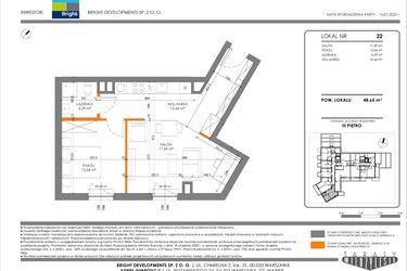 Rzut - Mieszkanie na sprzedaż 2 pokoje o powierzchni 48,65 m² - numer 22 w Tarasy Międzylesie