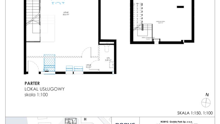 Rzut - Lokal użytkowy na sprzedaż 1 pokój o powierzchni 126,3 m² - numer G.0U02 w Nadmotławie Apartments