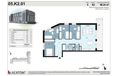Rzut - Mieszkanie na sprzedaż 5 pokoi o powierzchni 88,31 m² - numer 160 w Langiewicza 37